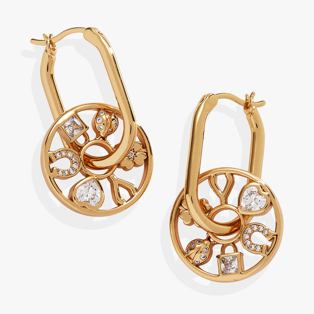 ALEX AND ANI Love And Luck Wheel Hoop Earrings