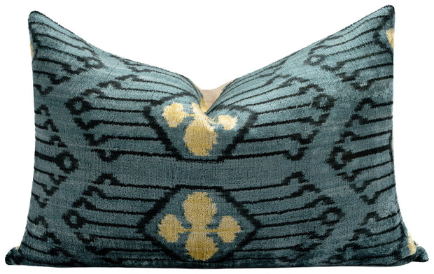 Luxurious 16x24 Handmade Ikat Silk Velvet Pillow With Premium Down Feather Insert By Canvello – Striking Vegetable Dyed Patterns