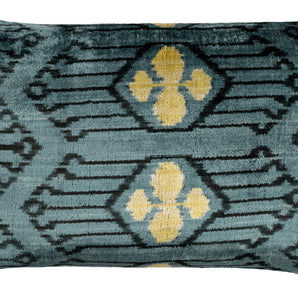 Luxurious 16x24 Handmade Ikat Silk Velvet Pillow With Premium Down Feather Insert By Canvello – Striking Vegetable Dyed Patterns