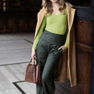 KiraGrace HIGH WAIST WIDE LEG PANT: OLIVE TWEED