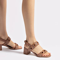 Larroude Milan Sandal In Caramel Wave Raffia