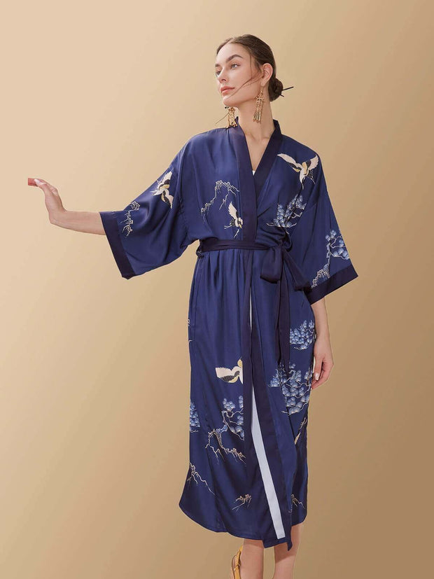 Ulivary Mountain Crane Kimono Robe