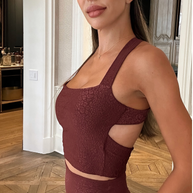 Gianine NATALIE BORDEAUX Activewear Crop Top