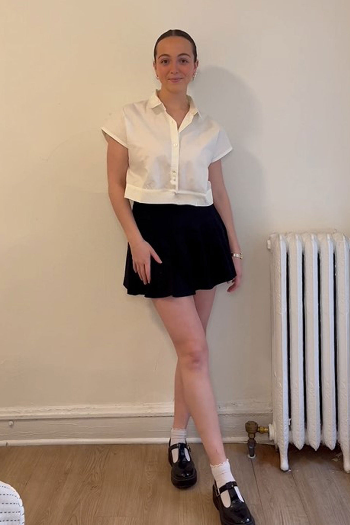 Reistor Oversized Crop Shirt in Off-white