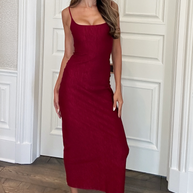 Gianine PAMPELONE  BURGUNDY JACQUARD Dress