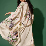 Peacock Beige Kimono Robe
