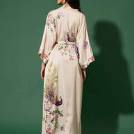 Peacock Beige Kimono Robe