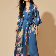 Ulivary Peacock Blue Kimono Robe