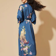 Ulivary Peacock Blue Kimono Robe