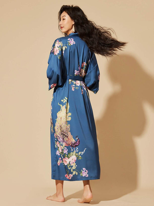 Ulivary Peacock Blue Kimono Robe
