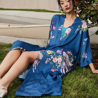 Ulivary Peacock Blue Kimono Robe
