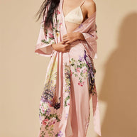 Ulivary Peacock Pink Kimono Robe