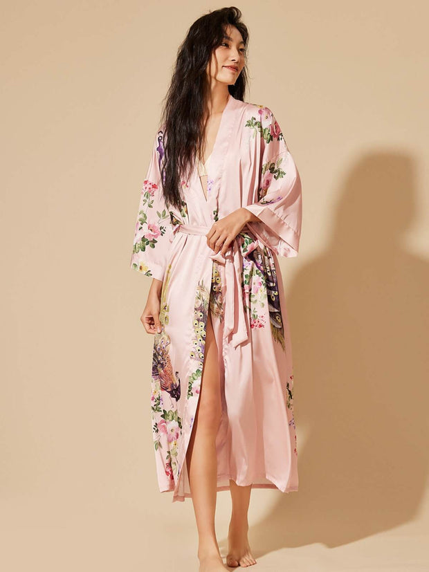 Ulivary Peacock Pink Kimono Robe
