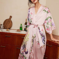 Ulivary Peacock Pink Kimono Robe