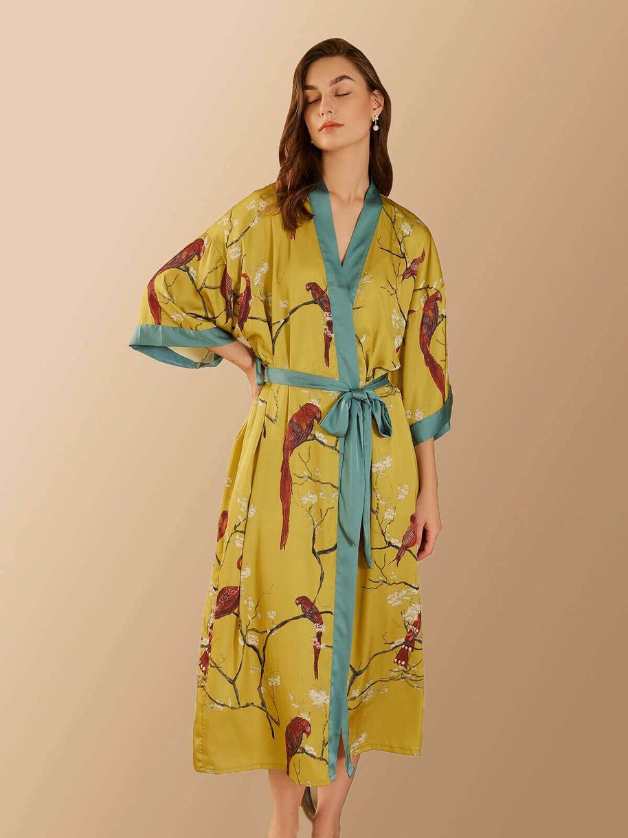 Ulivary Perched Bird Kimono Robe