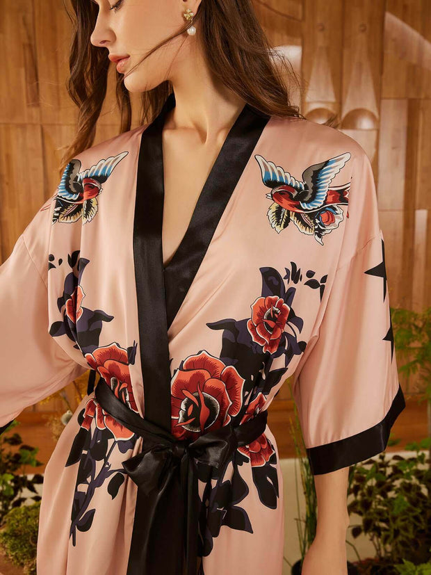Ulivary Rose Butterfly Kimono Robe