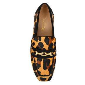 Joan Oloff Adonis Leopard Hair Calf/Black Suede Loafer