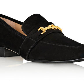 Joan Oloff Adonis Black Nubuck Leather Loafer