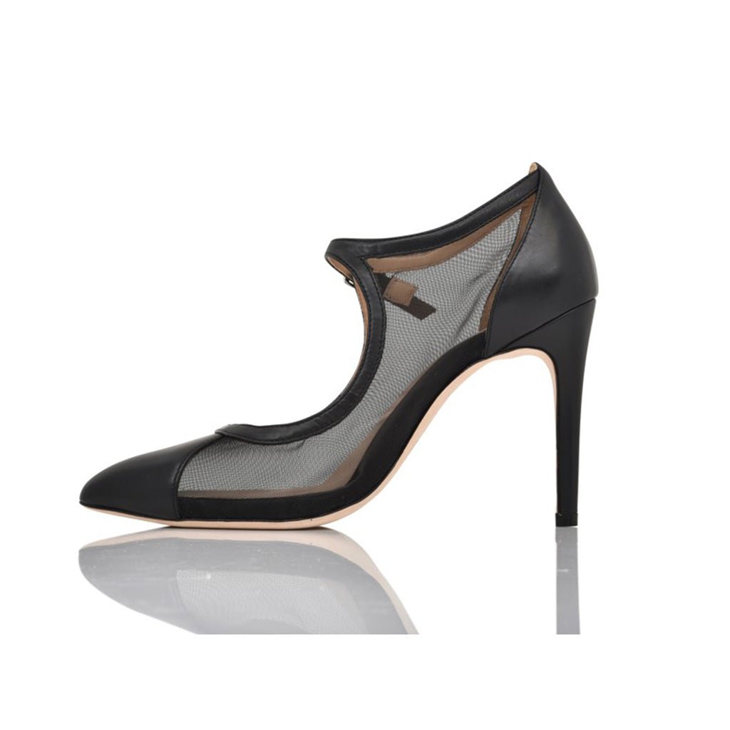 Joan Oloff Rebecca Black Lux Nappa Black Mesh