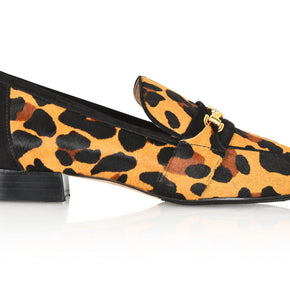 Joan Oloff Adonis Leopard Hair Calf/Black Suede Loafer