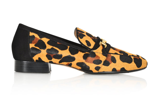 Joan Oloff Adonis Leopard Hair Calf/Black Suede Loafer