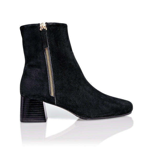 Joan Oloff Arina Bootie Black Kid Suede