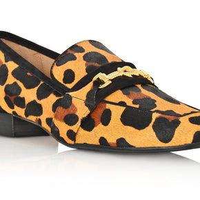 Joan Oloff Adonis Leopard Hair Calf/Black Suede Loafer