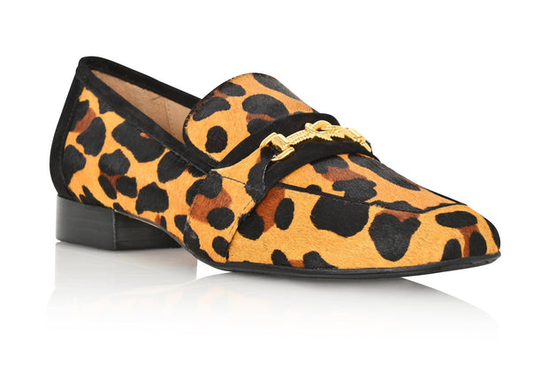 Joan Oloff Adonis Leopard Hair Calf/Black Suede Loafer