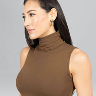 KiraGrace SLEEVELESS TURTLENECK: DARK KHAKI