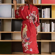 Ulivary Peacock Red Kimono Robe