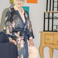 Garden Crane Blue Kimono Robe