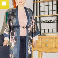 Garden Crane Blue Kimono Robe