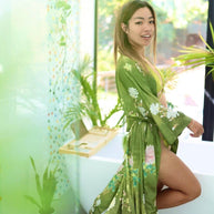 Ulivary Floral Olive Kimono Robe