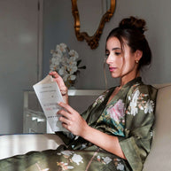 Ulivary Floral Olive Kimono Robe