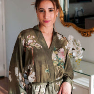 Ulivary Floral Olive Kimono Robe