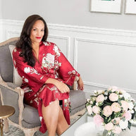 Ulivary Floral Red Kimono Robe