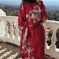 Ulivary Peacock Red Kimono Robe