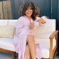 Ulivary Pink Feather Bridal Robe