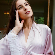 Ulivary Pink Feather Bridal Robe