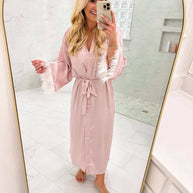 Ulivary Pink Feather Bridal Robe