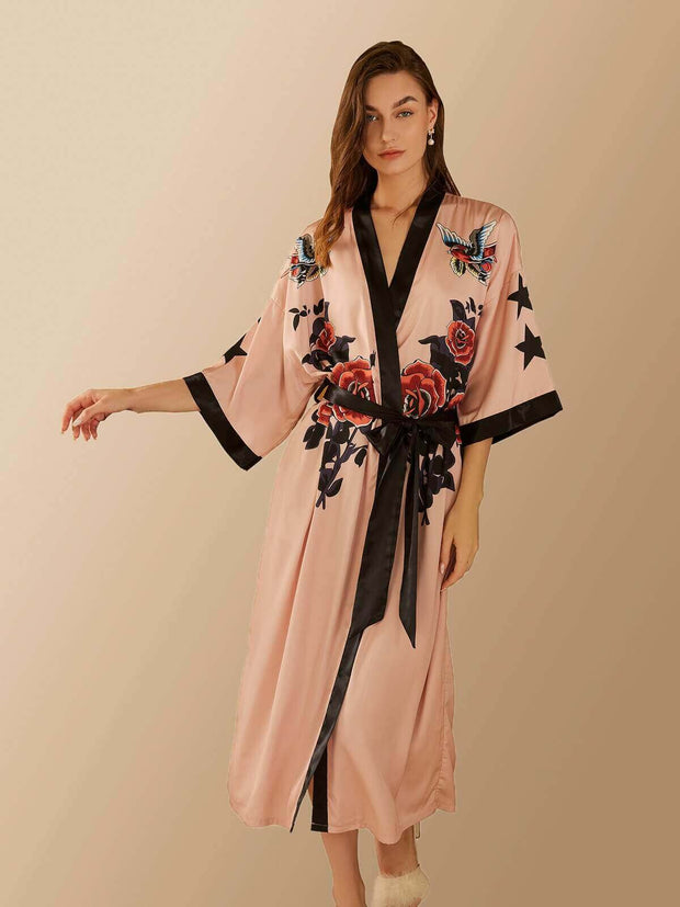 Ulivary Rose Butterfly Kimono Robe