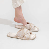 Ulivary Classic Cross-Strap Embroidery Slippers (more colors)