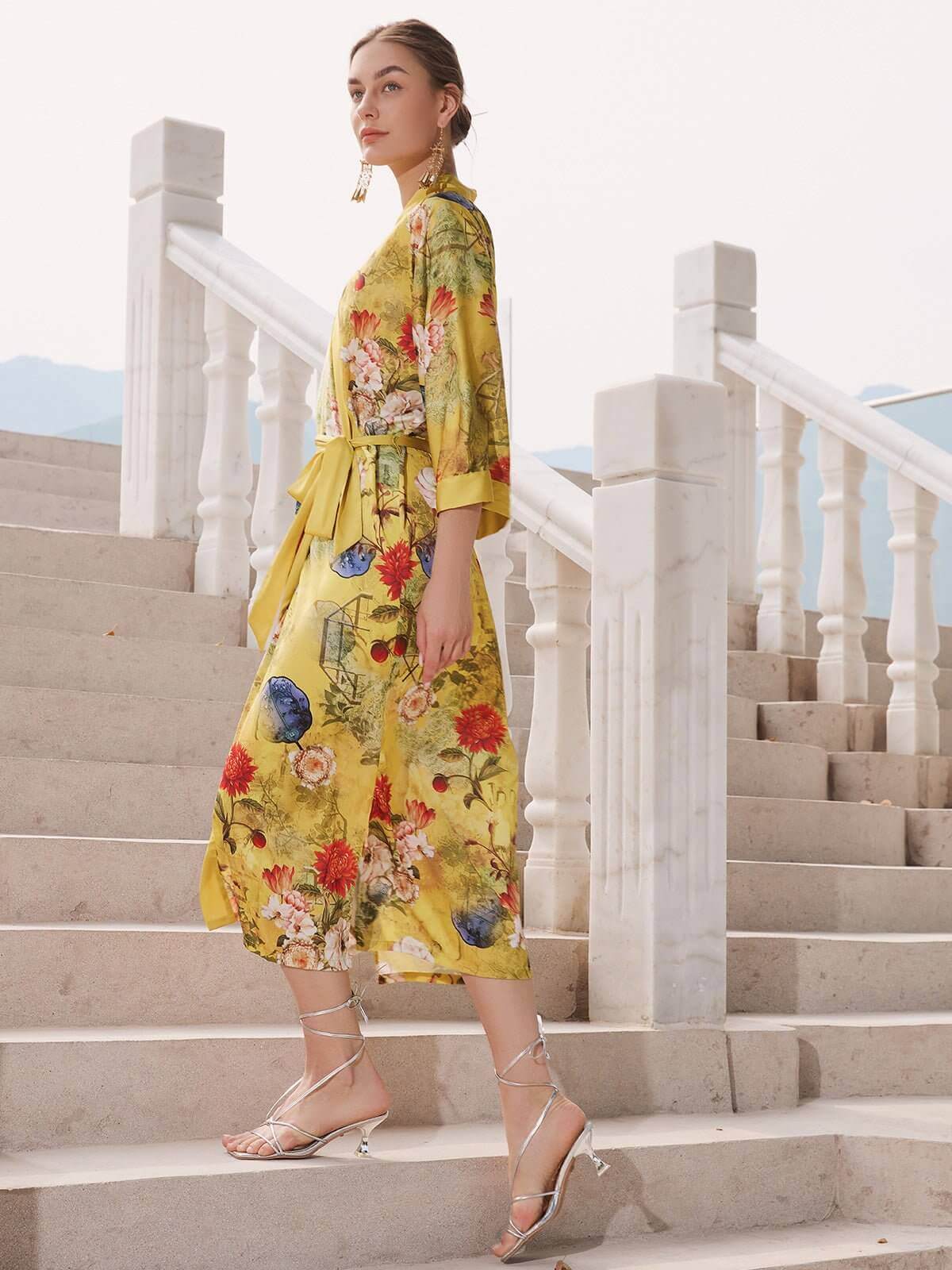 Ulivary Golden Spring Kimono Robe
