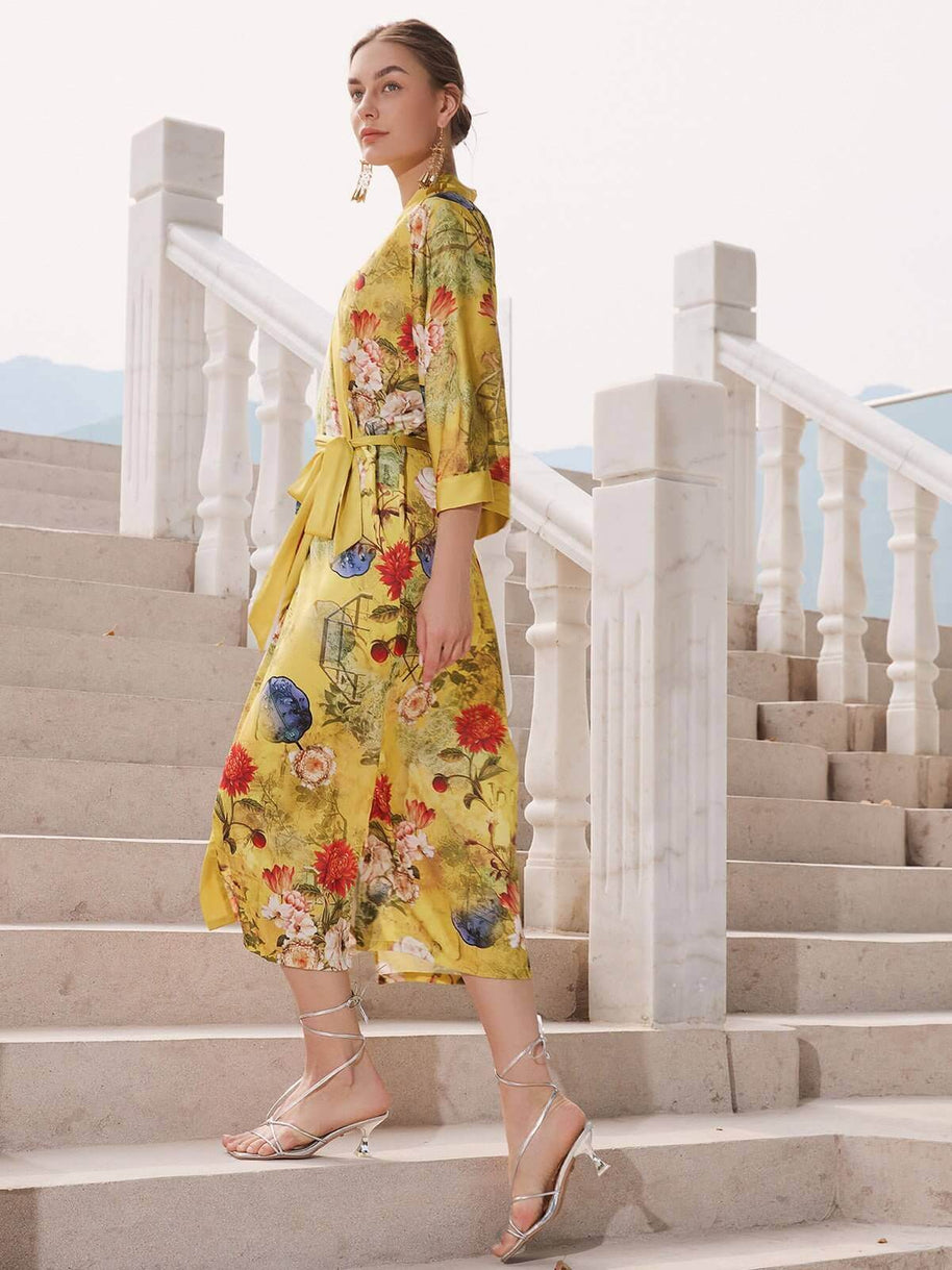 Ulivary Golden Spring Kimono Robe