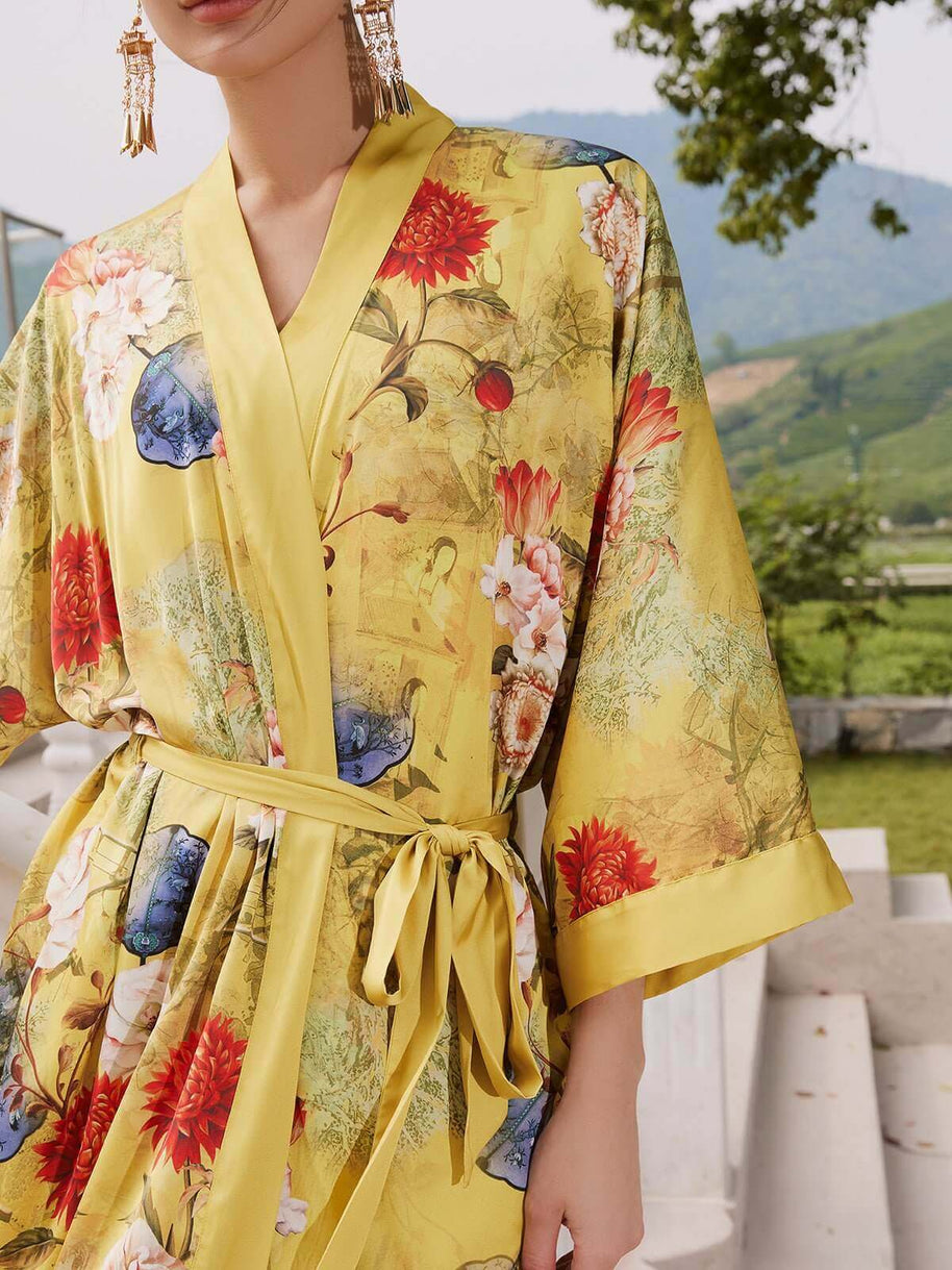 Ulivary Golden Spring Kimono Robe