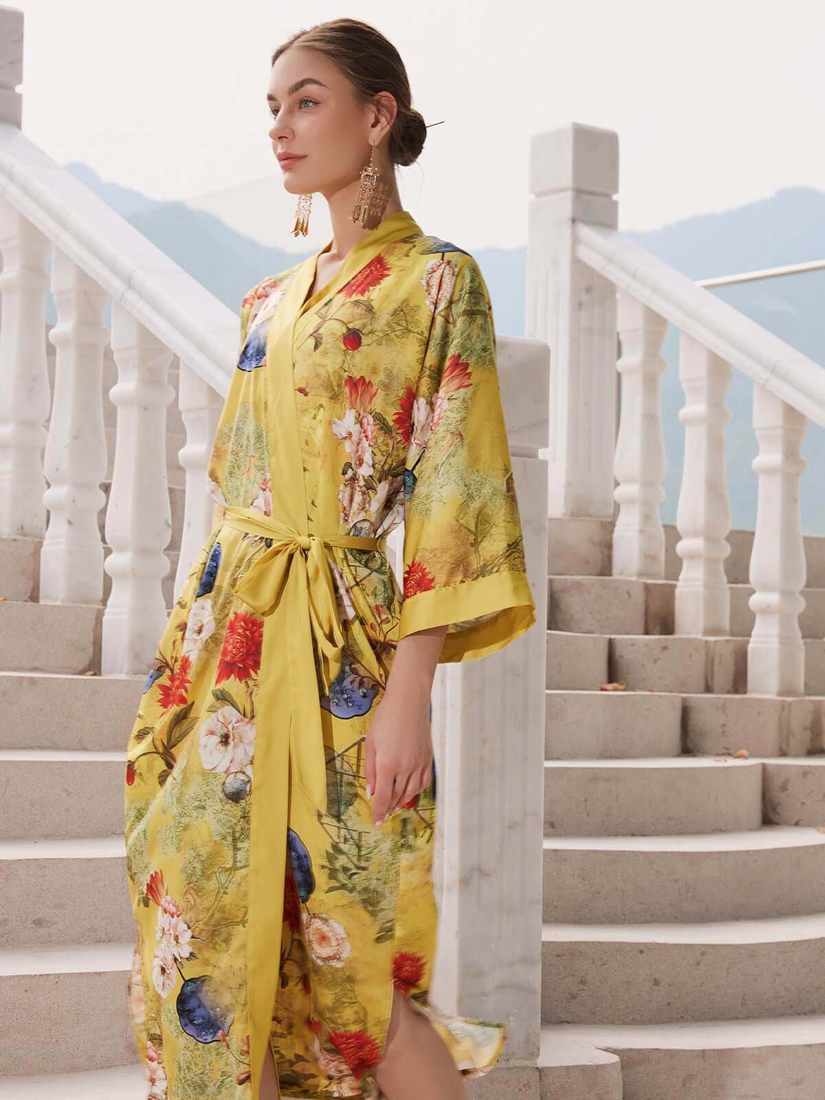 Ulivary Golden Spring Kimono Robe