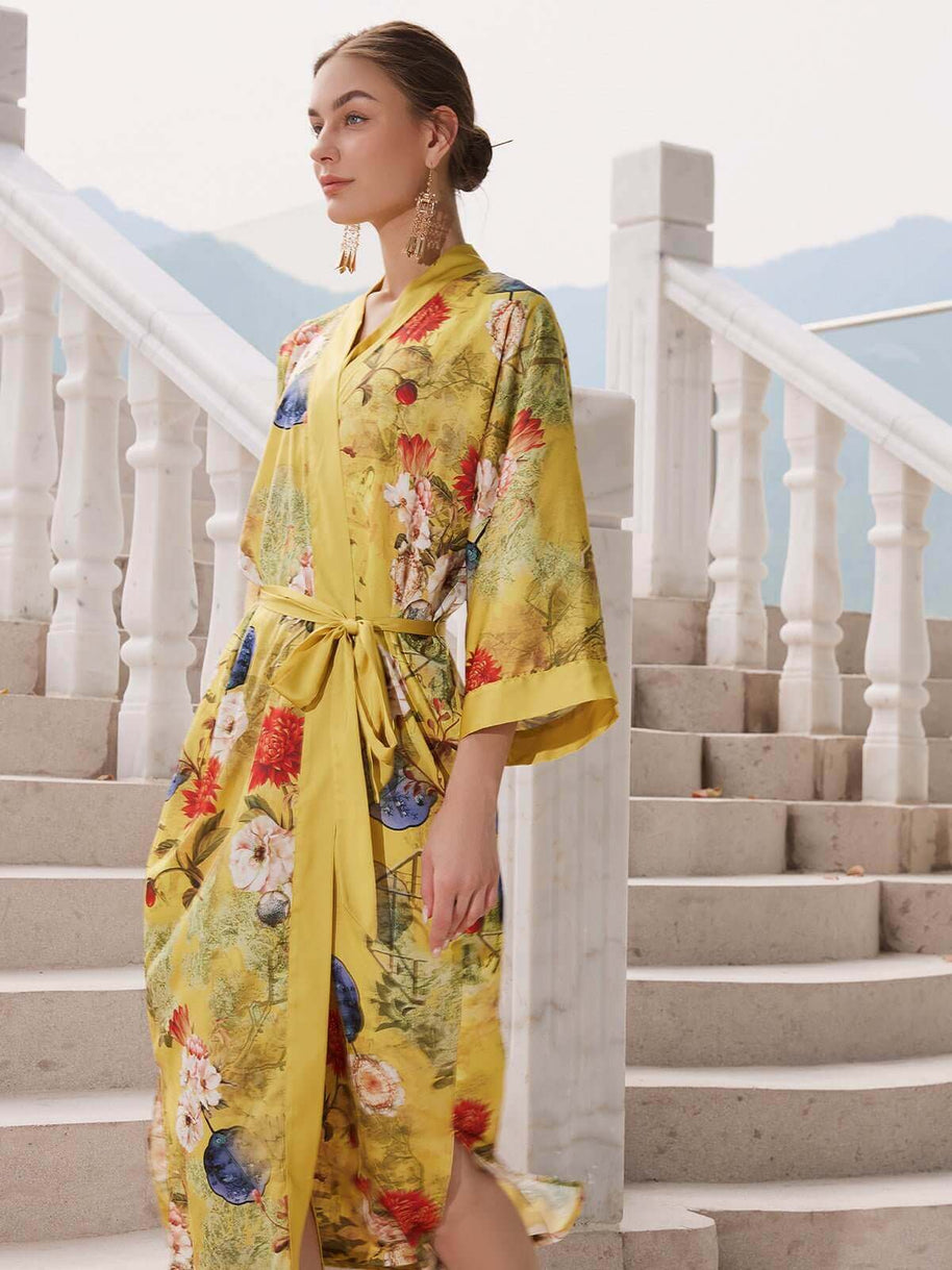 Ulivary Golden Spring Kimono Robe