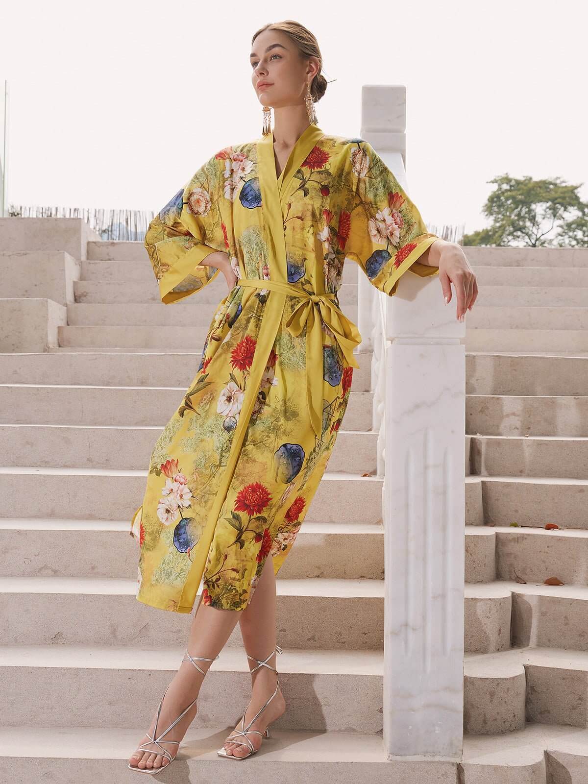 Ulivary Golden Spring Kimono Robe
