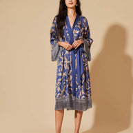 Ulivary Tassels Blue Kimono Robe