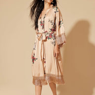 Ulivary Tassels Champagne Kimono Robe